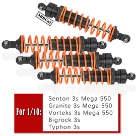 4PCS Full Aluminum Front Rear Shocks Upgrade Parts for 1/10 Big Rock/Senton 550/Granite 550/ Vorteks 550 4X4, 1/10 Typhon 4X4 RC Truck,Big Bore Hops Up RC Shocks(Black)