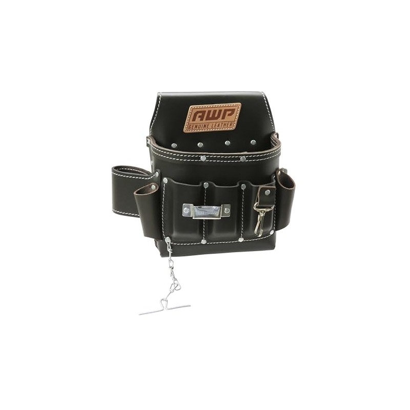 AWP Genuine Leather Premium Tool Pouch Multi-Pocket Organizer for Electricians,