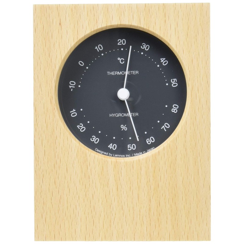 レムノス 温湿度計 アナログ 天然色木地 デュオ 灰 DUO PTH10-23 GY Lemnos