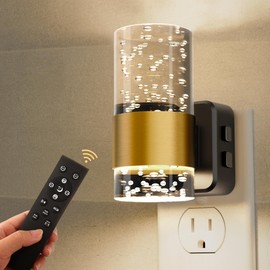 L LOHAS LED Night Light,Dimmable Night Lights Plug into Wall with Remote Control, RGB Color Changing, Dusk to Dawn Sensor, Acrylic Bubble Nightlight for Bathroom