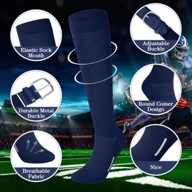 Haysandy Baseball or Softball Sock and Belt Combo Set 3 Football Baseball Socks with Baseball Belt for Kids Boys Youth Girls Adult(Navy Blue, Small)