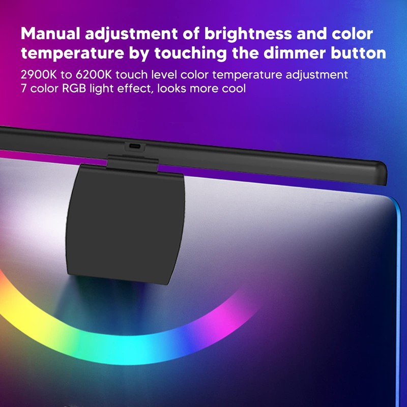 Curved Computer Monitor Light Bar, Display RGB Bend Dimmable Screenbar