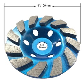 Meacase 4" Diamond Cup Grinding Wheel for Concrete Masonry Granite Marble Stone for Angle Grinder with 5/8" Arbor (Turbo Row)