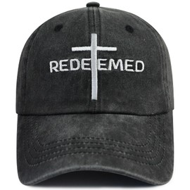 Christian Gifts for Women Men, Embroidered Cross Jesus Hat, Christ Faith Redeemed Baseball Cap, Christmas Birthday Jesus Gifts for Family Friends Black