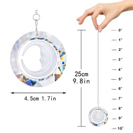 HDCRYSTALGIFTS 45mm Sun & Moon Glass Ornaments for Christmas Tree Clearance, Set 2 Crystal Suncatchers for Window Hanging Rainbow Maker Prisms for Indoor Home Garden Decor