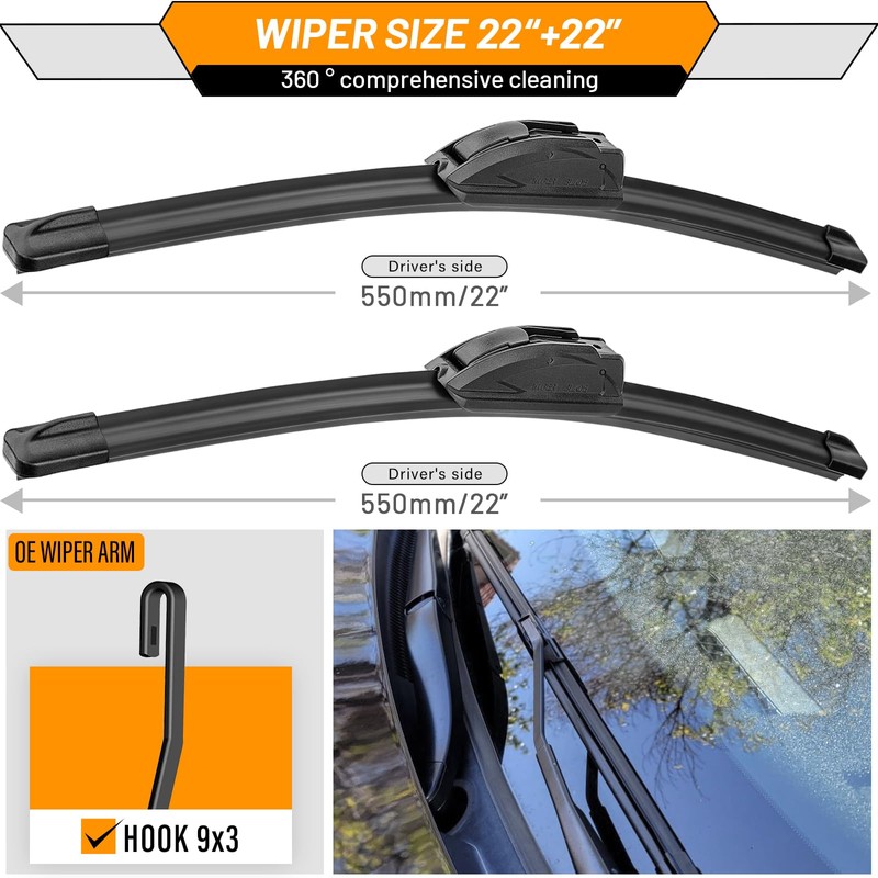 AUTOBOO 22 + 22 Windshield Wipers Replacement for F150 2025