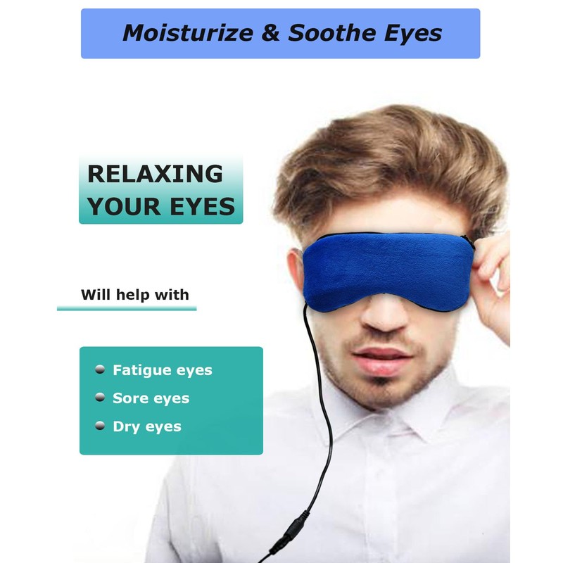 PJYU Heated Eye Mask, USB Warm Eye Compress with Flaxseed
