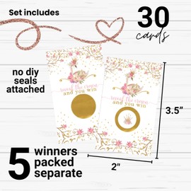 Paper Clever Party Swan Princess Baby Shower Games for Girl - 30 Cards - Fun Scratch Off Game Guest Activities to Reveal Prizes Favors Ideas Enchanting Theme Pink and Gold