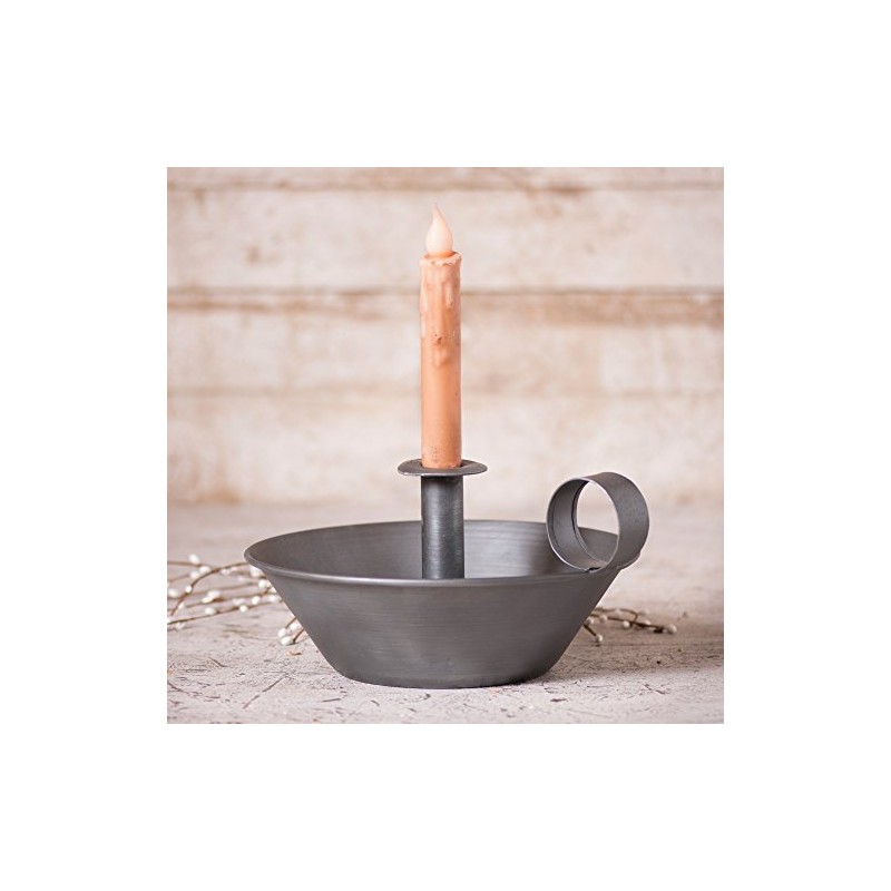 Irvin's Country Tinware Round Tapered Pan Candle Holder in Antique
