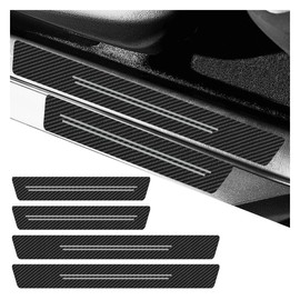 GAOLAOSY Car Door Sill Protector, Anti-Scratch Automotive Doors Threshold Strip Sticker, Waterproof Auto Door Entry Edge Guard, Carbon Fiber Decoration Trim Cover for Car, SUV, Truck (White-4PCS)