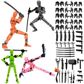 GVFYY Juego de 4 Lucky Dummy T13 Figure, Robot Multiarticulado Impreso PVC 3D, Titan 13 Action Figure, Maniquí Modelo de Actividad Cuerpo Completo, Decoraciones de Escritorio (B)