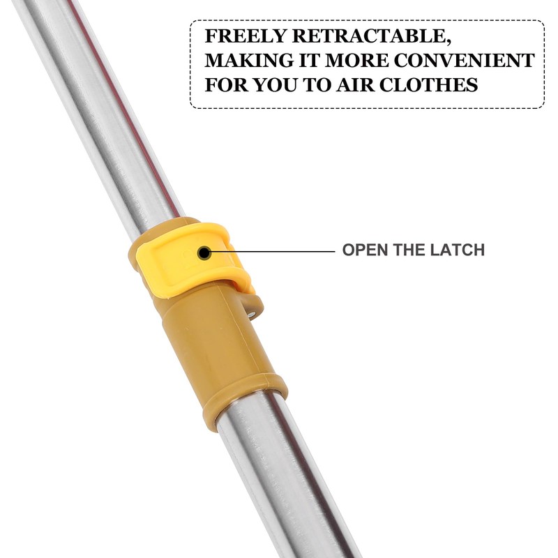 Zerodeko Retractable Clothes Drying Rod, Adjustable Wardrobe Hook Rod, Metal