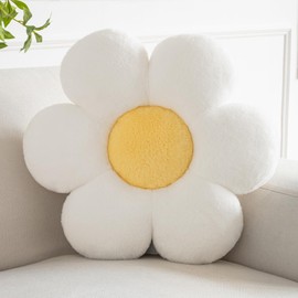 Xiashrk Flower Pillows, Decorative Pillows for Couch, Cute Daisy Pillow for Bed, Flower Shaped Decorative Throw Pillow Room Decor (White, 19.6 Inches)