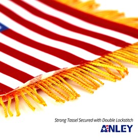Anley 4 X 6 Inch American Fringy Window Hanging Flag - Mini Flag Banner & Car Rearview Mirror Décor - Fringed & Double Sided - US National Hanging Flag with Suction Cup