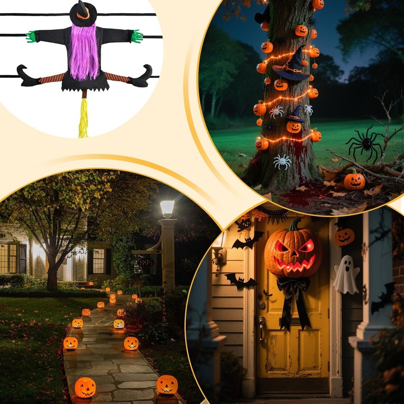Witch Decor, Crashing Witch Into Tree Decoration, 39.4Inch Funny Props
