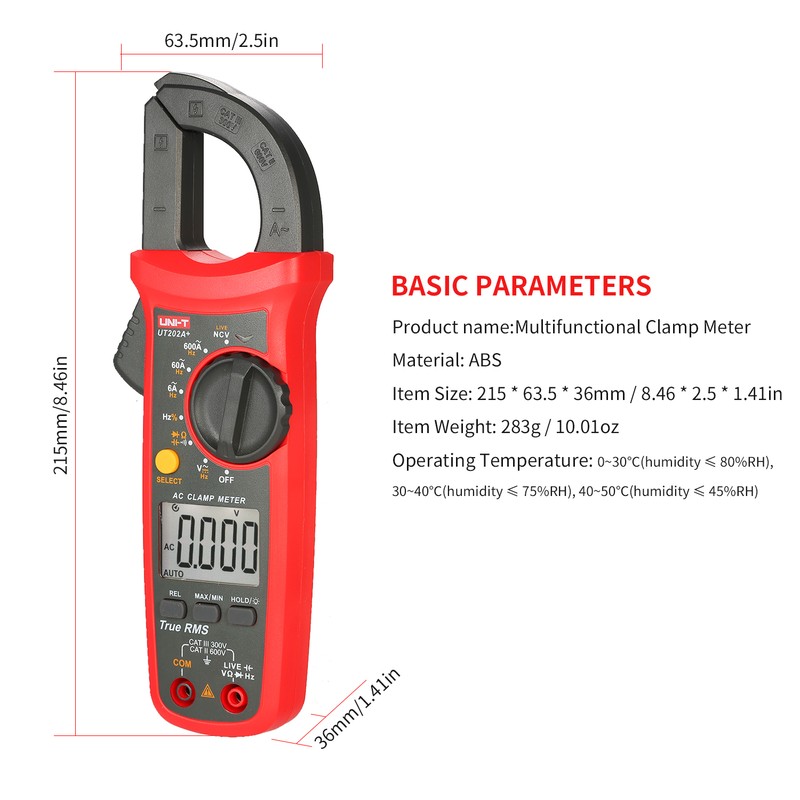 UNI-T UT202A+ 6000 Counts Digital Clamp Meter True RMS Multimeter