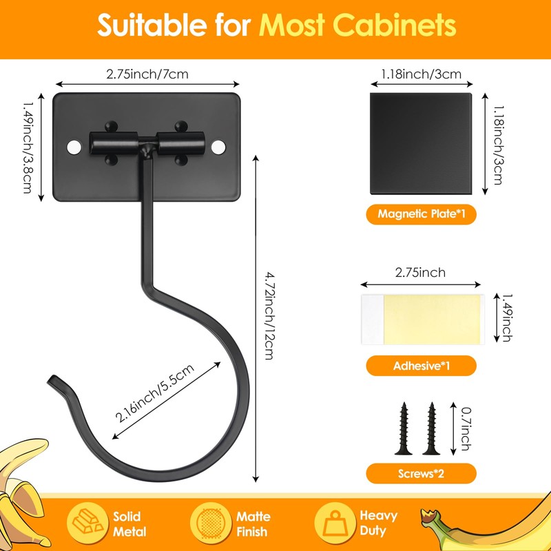 Fitnice Self Adhesive Banana Hook Under Cabinet Foldable Banana Hanger