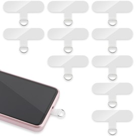 Phone Tether Tab, 10 Pieces Universal Phone Lanyard Patch Without Adhesive,Phone Lanyard Replacement Part for Cell Phone Strap(Transparent)