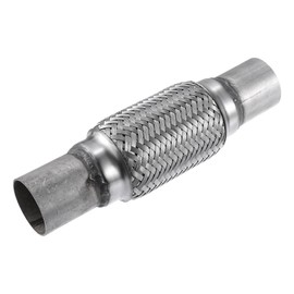 X AUTOHAUX Universal 1.85" x 2.01" W/Ends 9.96" Long Exhaust Flex Pipe Stainless Steel Double Braid Exhaust Tube Silver Tone 1pcs