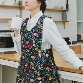 Cotton bunch happy apron, dark brown owl / 목화송이 행복앞치마, 곤색부엉이