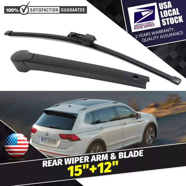 MODIGT 1PC Rear Wiper Arm&Blade Kit 15"+12" Back Window Windshield