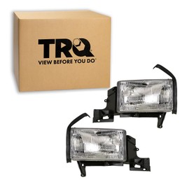 TRQ 2 Piece Headlight Assembly Set Driver & Passenger Side Compatible with 1994-2001 Dodge Ram 1500 Without Sport Package 1994-2002 2500 Without Sport Package 1994-2002 3500 CH2518108 CH2519108