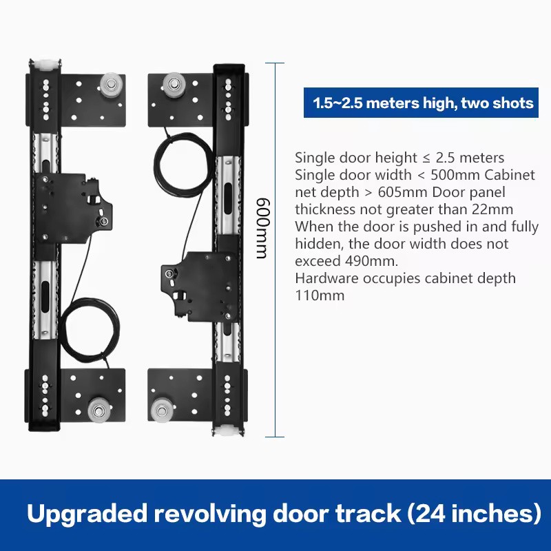 Hidden Folding Swing Door Track Hardware Kit for Cabinet and