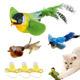 FOSDICK Pack of 3 Cat Toy Bird, Bird Toy for Cats, Cat Toy Simulation Plush Bird, No Flying, Interactive Cat Toy Chirp, Bird Toy Cat, Cat Toys
