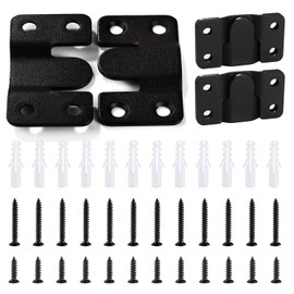 VooGenzek 6 Pieces Heavy Duty Picture Frame Hanger, Interlocking Picture Hanger, Flush-Mounted Concealed Bracket, Stainless Steel Furniture Connector Hooks, with Screws, Black, 54 x 30 mm