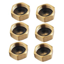 Abaodam 6Pcs Brass Blanking Nut Cap with Rubber Washers Leak Stop End Cap for Garden Hose Plumbing Protection Cold Versatile Outdoor Use