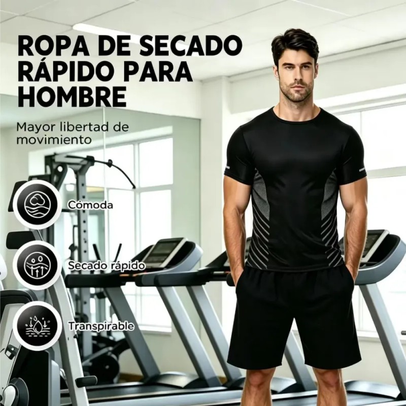 playera deportivas hombre - 2pzs Playeras Hombre Deportivas Secado Rápido