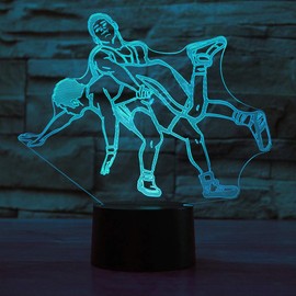 MOLLY HIESON 3D Wrestling Basketball Night Light Touch Switch Decor Table Desk Optical Illusion Lamps 7 Color Changing Lights LED Table Lamp Xmas Home Love Birthday Children Kids Decor Toy Gift