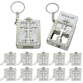 12 PCS Spanish First Holy Communion Party Favor Mini Bible Keychain Religious Keyrings