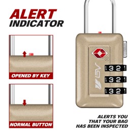 BV TSA Approved Luggage Travel Lock, Set-Your-Own Combination Lock for School Gym Locker, Luggage Suitcase Baggage Locks, Filing Cabinets, Toolbox, Case (Champagne Gold, 2 Pack)