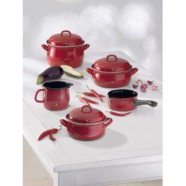 Riess, 0044-020 Egg Pan 20 cm, Enamel, Classic, Colour Red, LW20 x 26 x 4 cm, Weight 0.712 kg