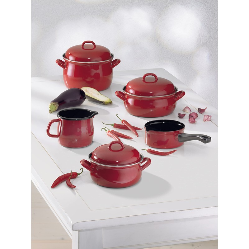 Riess, 0044-020 Egg Pan 20 cm, Enamel, Classic, Colour Red,