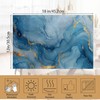 Placemats Set of 6,Blue Gold Marble Table Mats, Abstract Washable