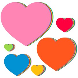 Fullhawl 480 Pcs Heart Paper Cutouts Bulk Valentine s Day Classroom Decor 6 Different Size Pre Cut 2 Sided Card Board Cutout for Valentines Crafts Bulletin Boards Decors(Rainbow Colors)