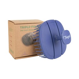 Tangols Triple-Fold Elastic Hair Shampoo Brush for Removing Dandruff, Detangling Scalp Massager Hair Growth Shampoo Brush for Wet or Dry Hair, Exfoliator Brush scalp Scrubber for All Hair Types (BLUE)