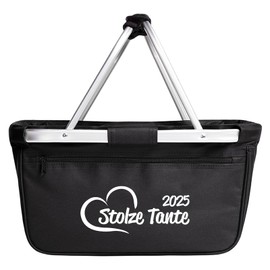 Huuraa Shopping Basket Proud Aunt 2025 Heart Gift 20 Litres Black Proud Aunt Gift Idea