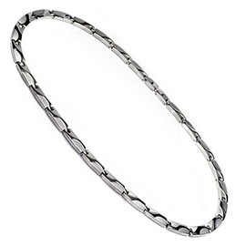 Accents Kingdom Men's Wave Pattern Titanium Magnetic Link Golf Necklace 22"