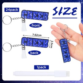 Nosiny 24 Pcs Cheer Keychain Bulk Acrylic Cheer Team Gifts with Tassel and Marker Pen DIY Name Cheerleading Gifts Blue Cheerleader Keyrings for Team Cheerleader Party Favors Sports Accessory