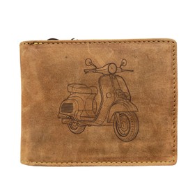 FFelsenfest Wallet with Scooter Motif, RFID Protection, Approx. 12.5 x 10 x 2.5 cm, brown, coin purse
