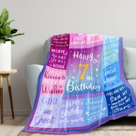 Pozevan 7 Year Old Girl Birthday Gifts Blanket, 7 Year Old Girl Gifts, Birthday Gifts for 7 Year Old Girls, 7th Birthday Decorations for Girls, Seven Year Old Girl Birthday Gifts 60"X50"