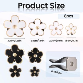 Pack of 8 Car Decoration for Ventilation Slots, Car Accessories Daisy Flower, Air Freshener Clip, Black Car Accessories, Interior Decoration for Car Accessories, Living Room, Women, Girls