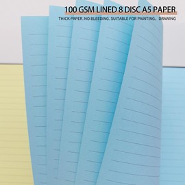 8-Disc Binding Inserts for TUL Disc Binding Liner, disc bound planner supplies，A5 Binder Replacement Sheets, 5 Colors (20 Sheets/Color), 100 Sheets/200 Pages (multi-colored, A5-Lined)