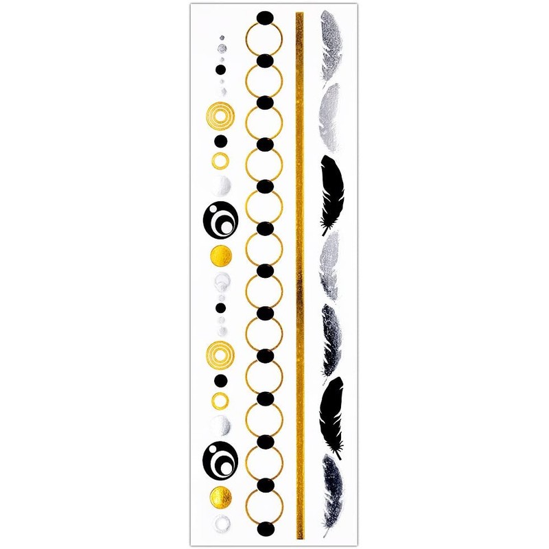 10 Sheets Gold and Silver Tattoos Flash Tattoos Bracelet Tattoos