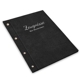 Handmade Certificate Folder with Your Own Name in Black Fur Look - Includes 12 Pockets - Certificate Folder
