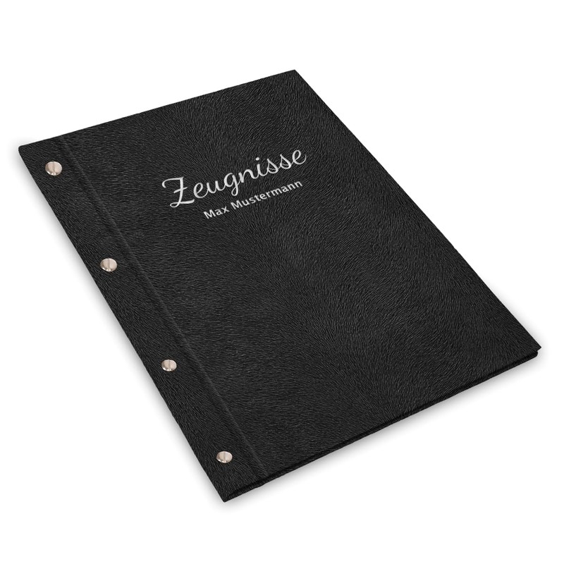Handmade Certificate Folder with Your Own Name in Black Fur
