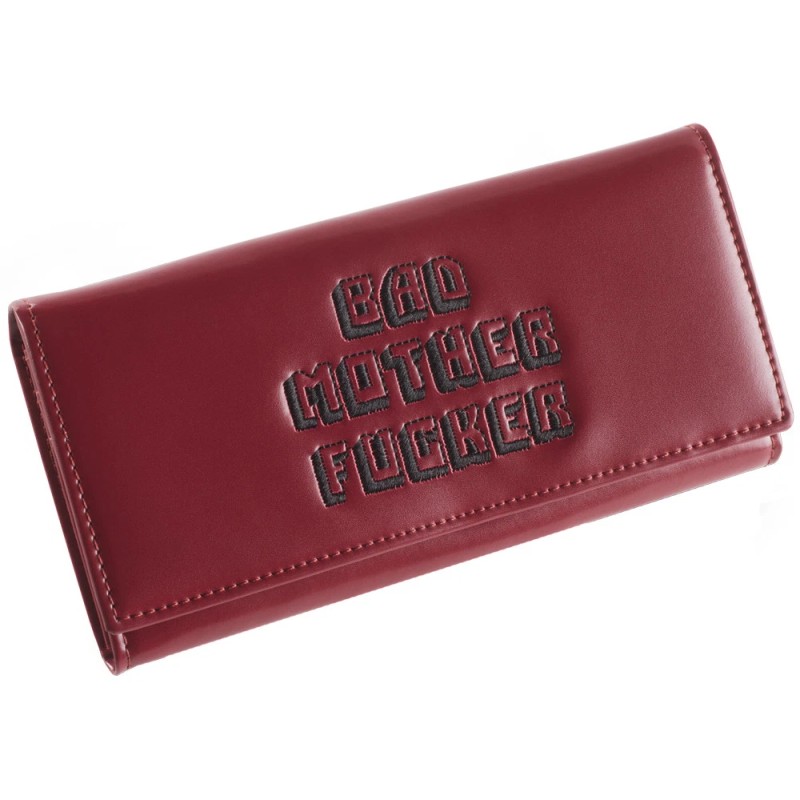 Pink Clutch Embroidered Bad Mother Fu**er Leather Wallet As Seen